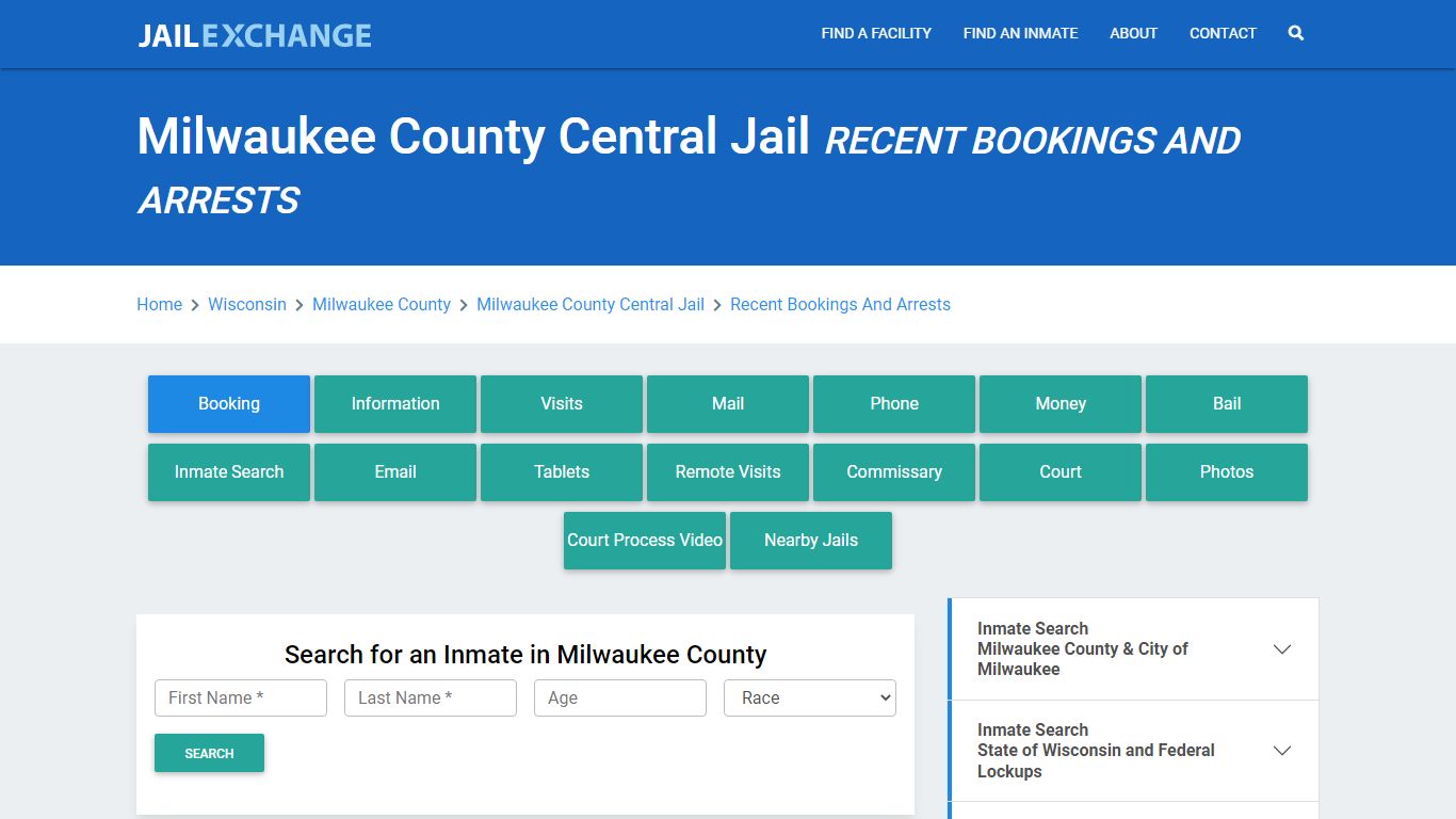 Milwaukee County Central Jail Recent Bookings And Arrests