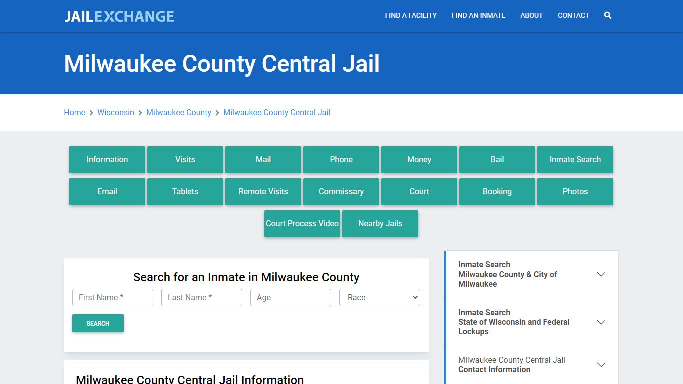 Milwaukee County Central Jail Roster Lookup, WI, Inmate Search