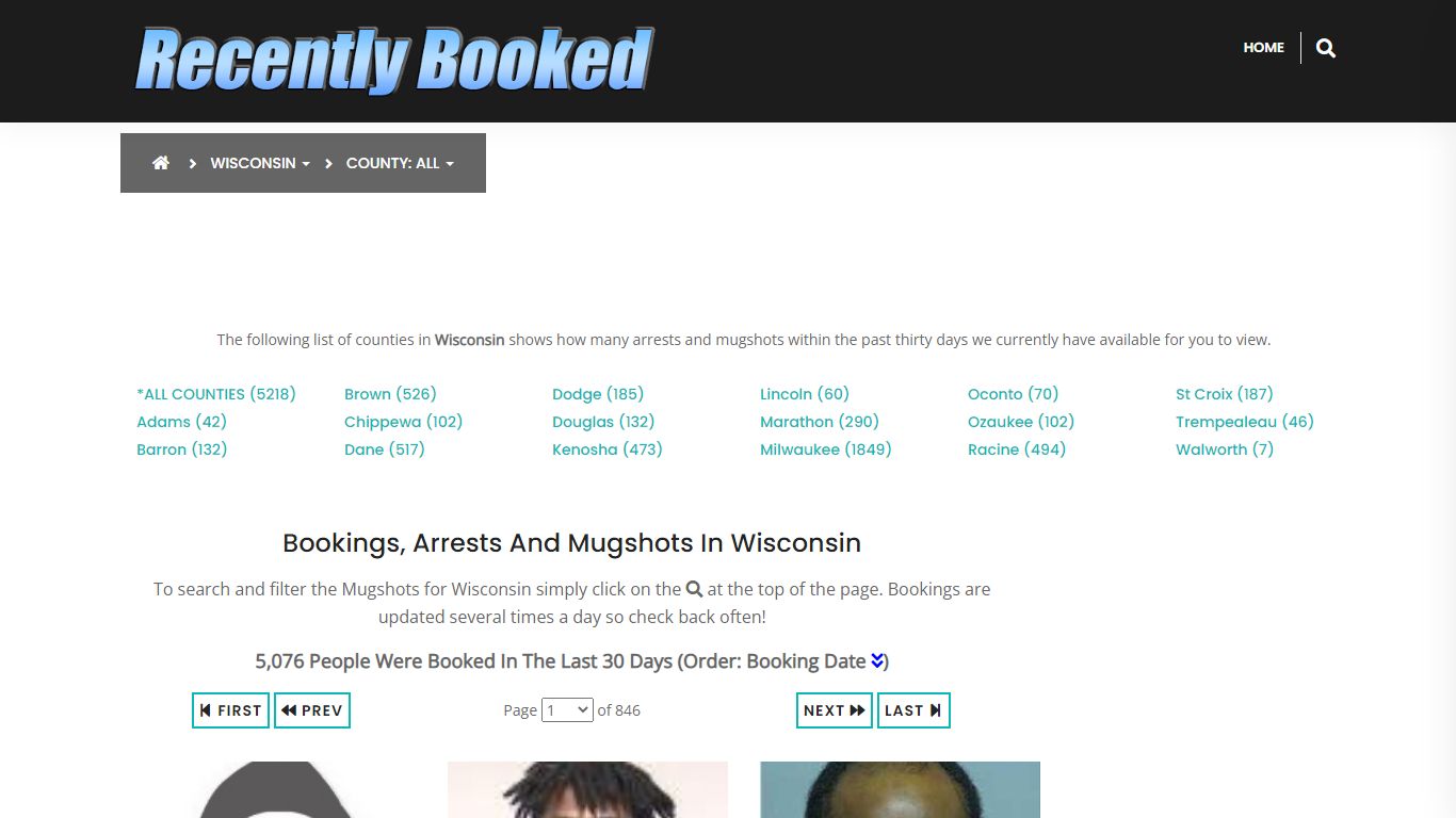 Bookings, Arrests and Mugshots in Wisconsin - Recently Booked