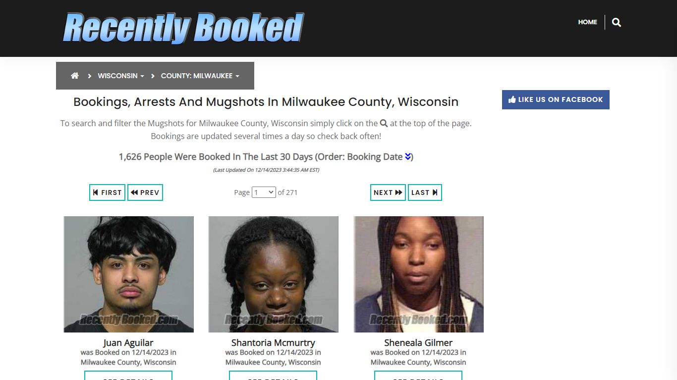 Recent bookings, Arrests, Mugshots in Milwaukee County, Wisconsin
